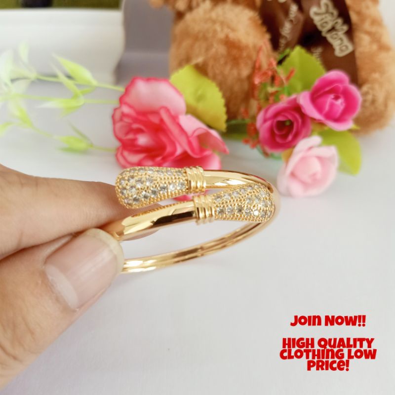 Gelang Titanium lapis emas wanita/anti karat warna awet gak mudah luntur