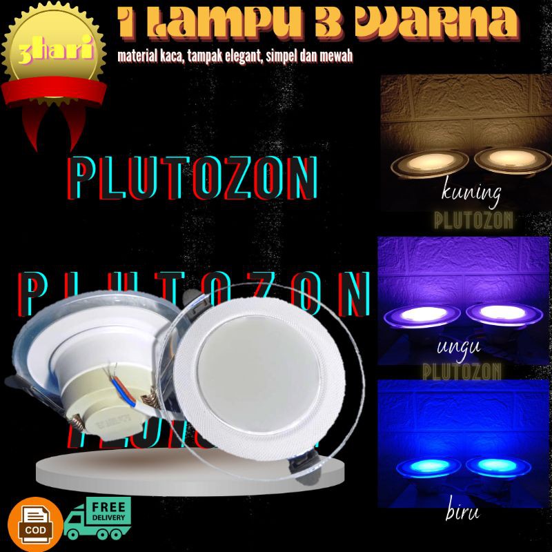 LAMPU DOWNLIGHT LAMPU PLFON LED 3 WARNA/ LED PANEL LIGHT WARNA KUNING,BIRU DAN UNGU