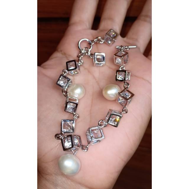 Gelang Rhodium Xuping Mutiara Asli