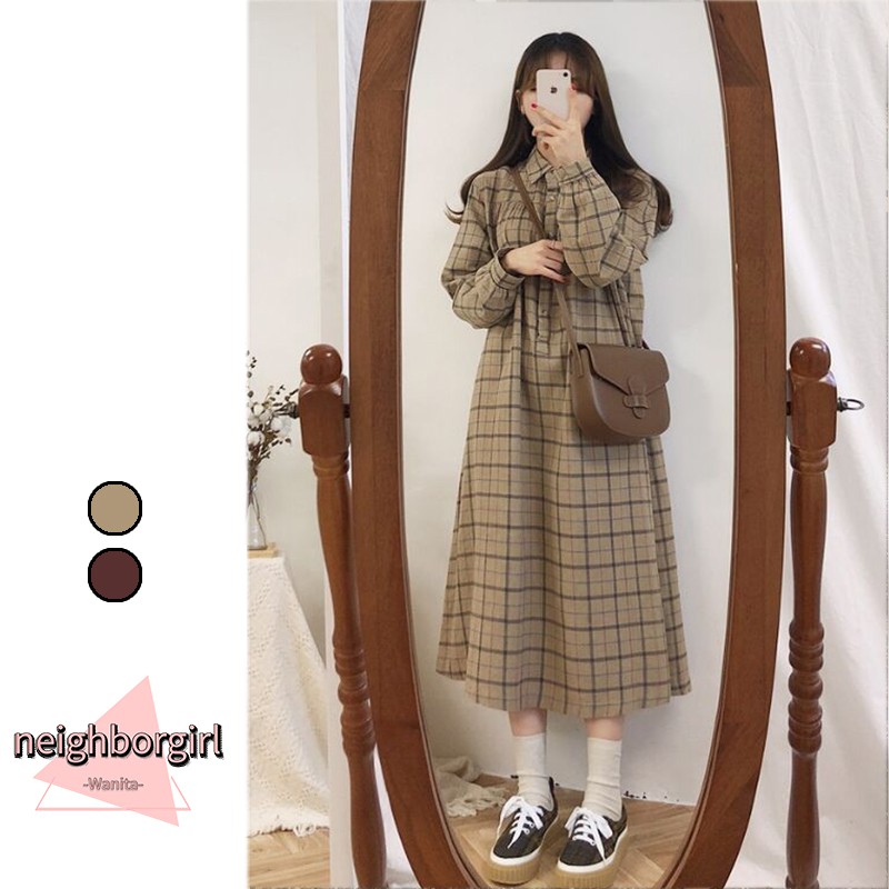 Gaya korea Rok baju Longgar Bagian menengah dan panjang Gaya korea Rok baju Longgar Bagian menengah dan panjang