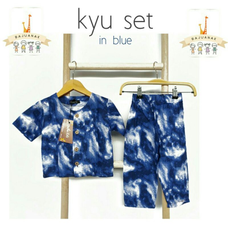 KYU SET - Baju Setelan Tie Dye Bahan Rayon Anak Laki Laki Perempuan Cewek Cowok By QinthaKids