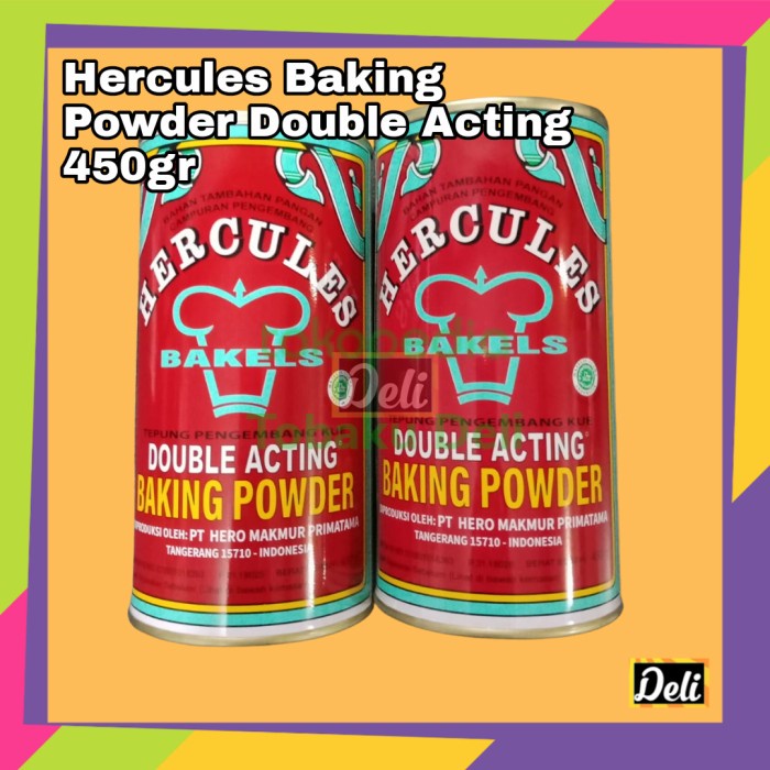 

Hercules Bakels Double Acting Baking Powder Bubuk Pengembang 450gr Kaleng