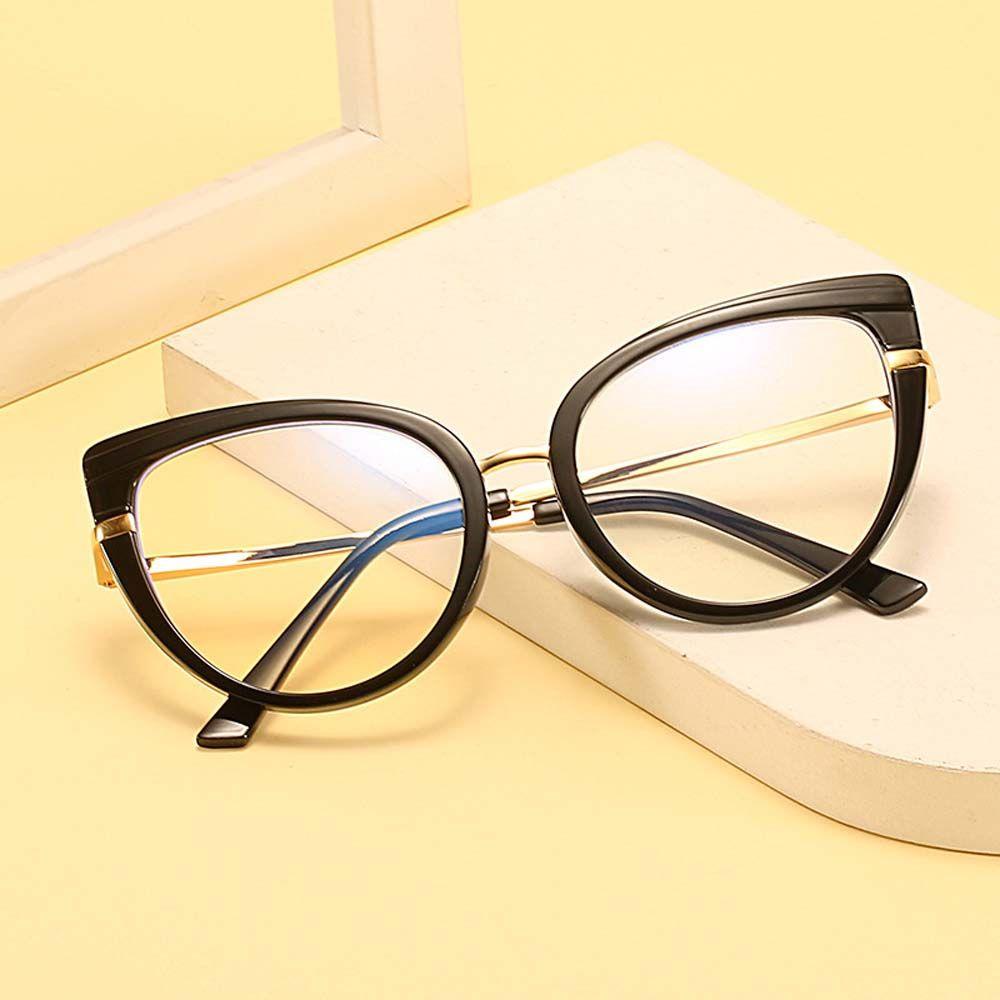 Agustinina Kacamata Anti Radiasi Sexy Untuk Wanita Anti Blue Light Metal Frame Black Eyeglasses Cat Eye Glasses