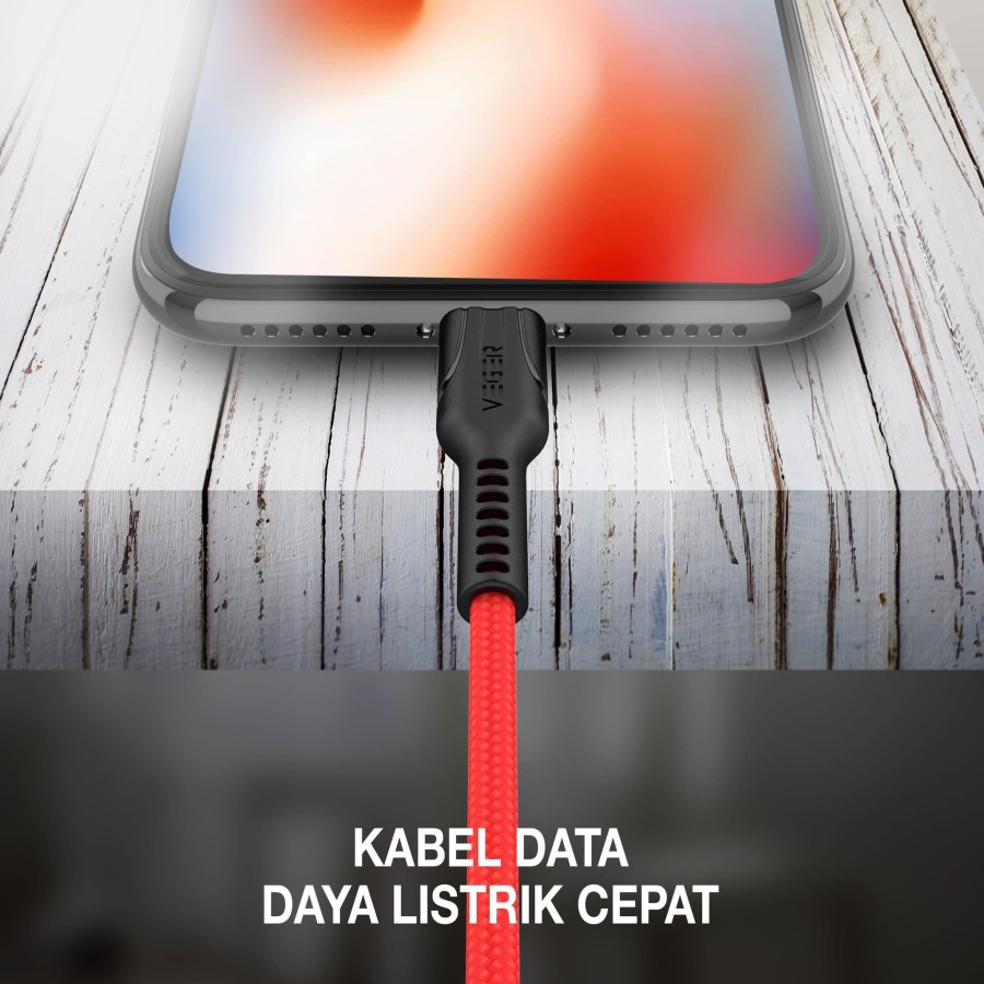 Kabel Data Micro usb VEGER VP-14 Fast Charging 2.4A panjang 100cm