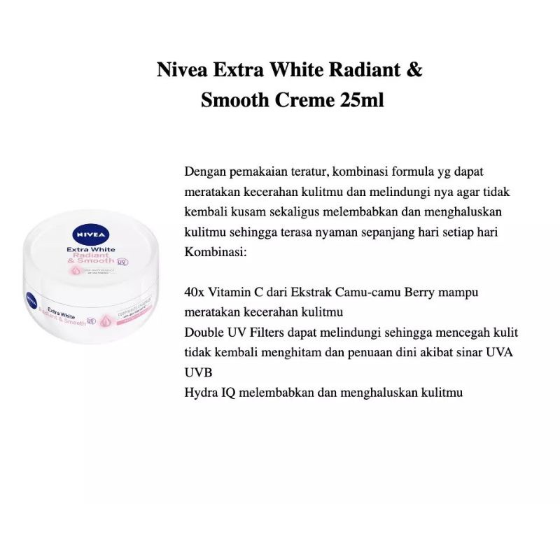 NIVEA Soft Moisturizing Cream / Extra White Radiant UV Filter