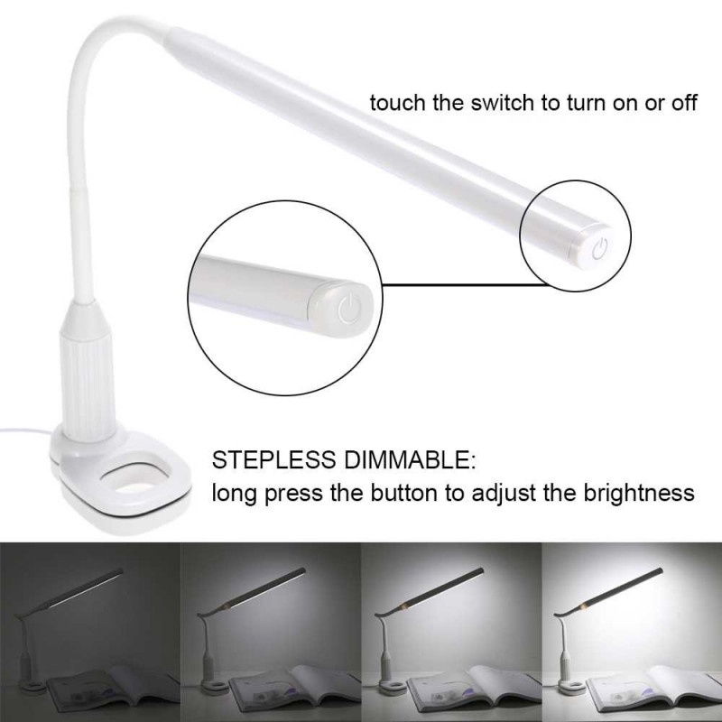 Lampu Baca Kerja Elastis Meja 24 LED 5W Jepit Desk Lamp Clip USB