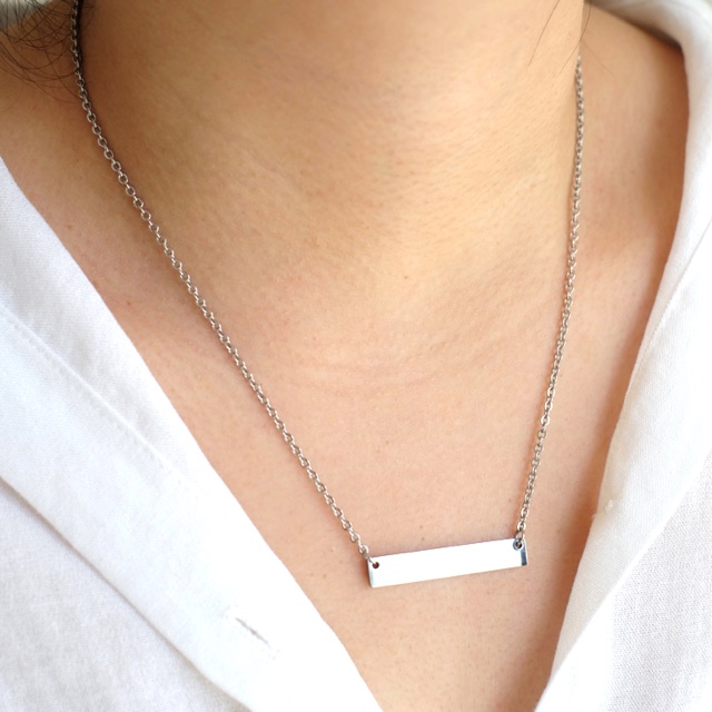 Maple Horizontal Silver necklace stainless steel anti karat