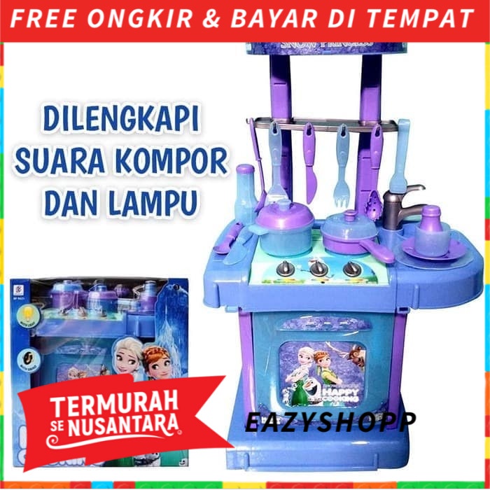 Kado Mainan Anak Cewek Kitchen Set Masak Masakan Besar Karakter Frozen Playset Lengkap Bermain Belaj