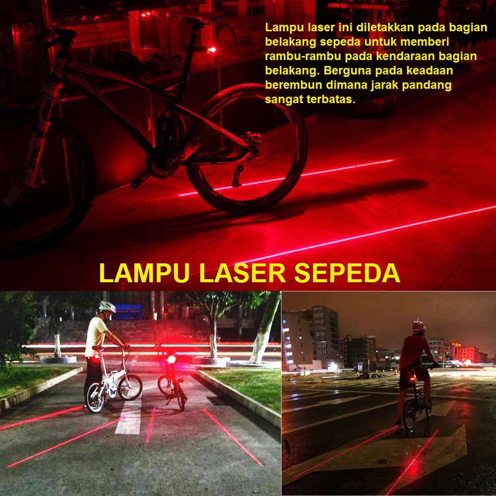 LAMPU LASER SEPEDA Laser Strobe Taillight 5 LED / Lampu LED Sepeda - SL-116- TaffLED Bicycle