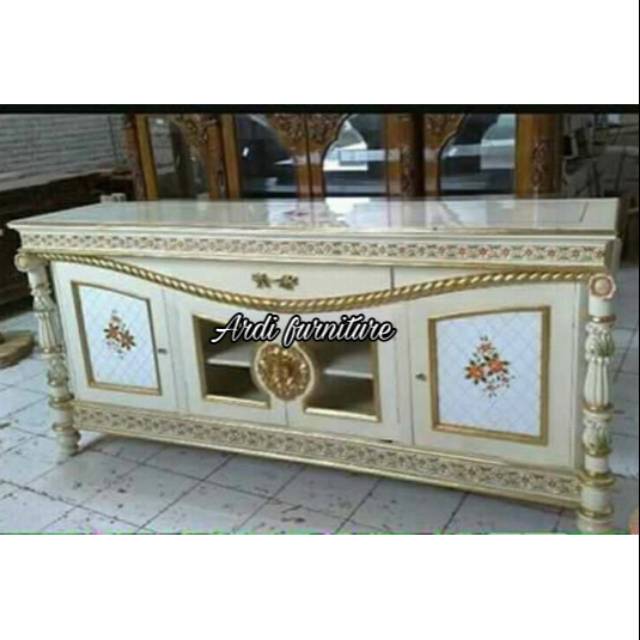 Bufet motif marmer,dipet ukir,meja tv kayu jati