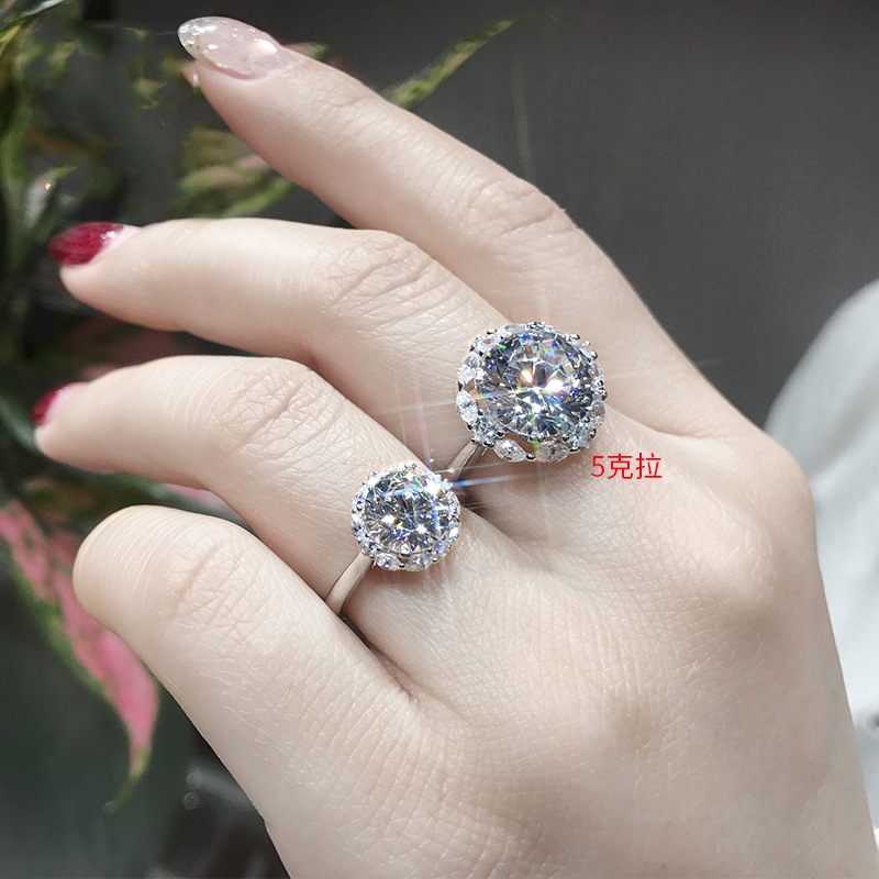 Cincin Moissanite 925 Silver Untuk Wanita