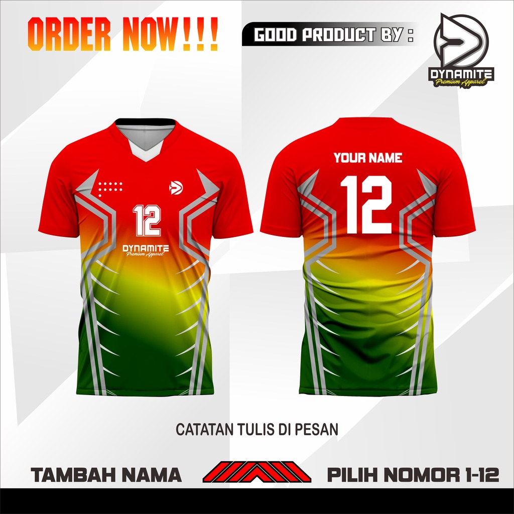 READY STOCK JERSEY FULL PRINTING BISA TAMBAH NAMA BAJU OLAHRAGA VOLI VOLLY BADMINTON TENIS FUTSAL KE