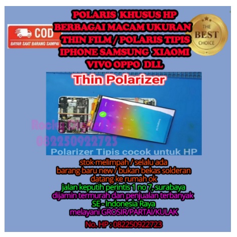 Polarizer LEMBARAN Tipis 15 cm * 15 cm, 20 cm * 20 cm, 25 cm Polaris LCD Polariser untuk HP MURAH