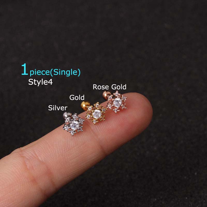 1piece Hypoallergenic Stainless Steel Auricle Pinna Piercing Cartilage Earrings 6mm Bar