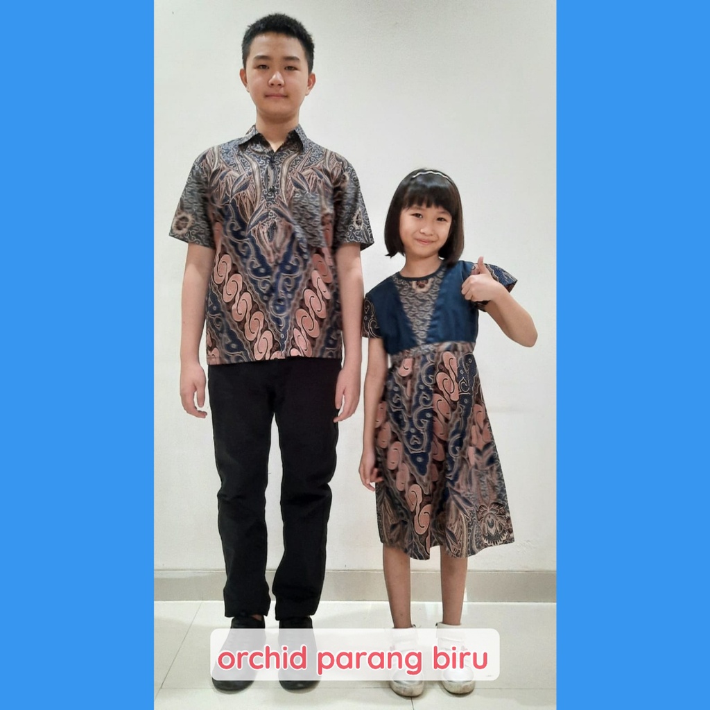 BATIK COUPLE KELUARGA SARIMBIT PASANGAN MUDA AYAH IBU ANAK  PREMIUM FAMILY JUMBO MODERN MURAH KEKINIAN TERBARU TUNIK DRESS TERUSAN ORCHID PRG BIRU CAMISOLA CLOTHING