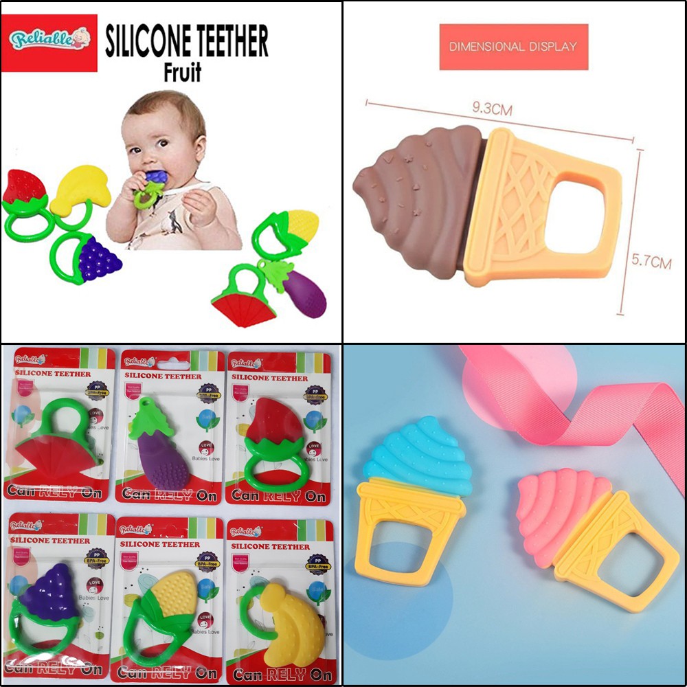 Gigitan Bayi Teether FRUIT &amp;  ICE CREAM TEETHER - Buah bayi Es Krim Silikon Bayi chn