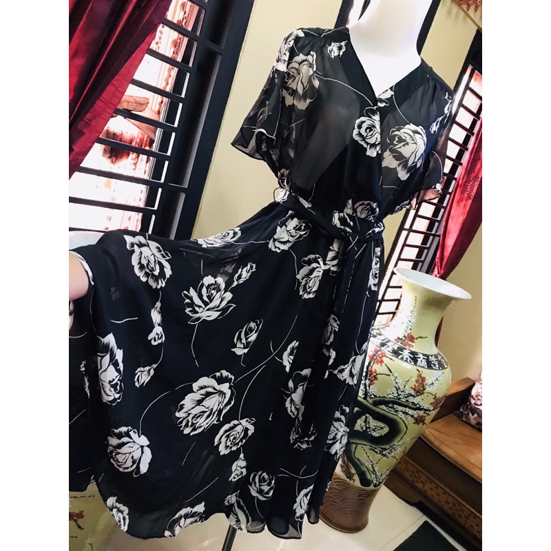 HITAM dress bunga vintage super premium lucu mekar dress vintage dress premium hitam bunga