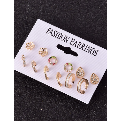 LRC Anting Set Fashion Color Color Diamond Earring Set V35414