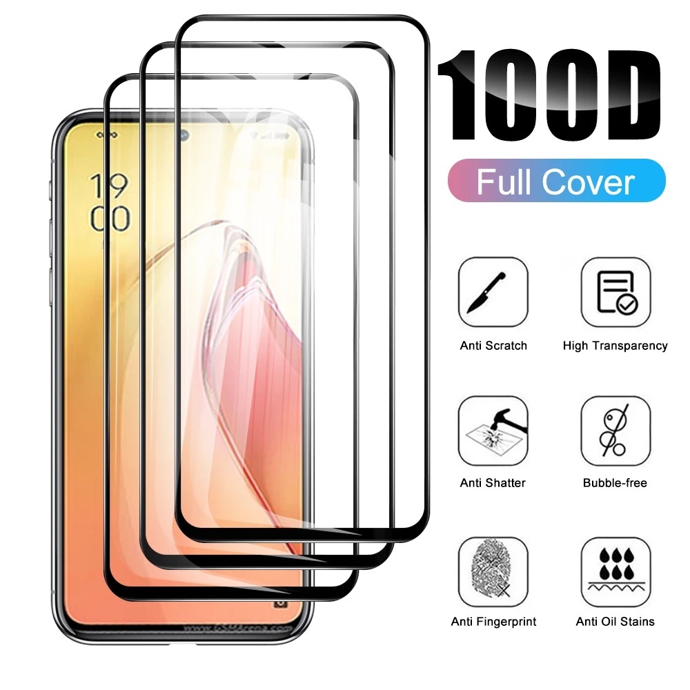 1pc Pelindung Layar Tempered Glass HD 9H Anti Silau / Sidik Jari Untuk Oppo Reno 8 Series