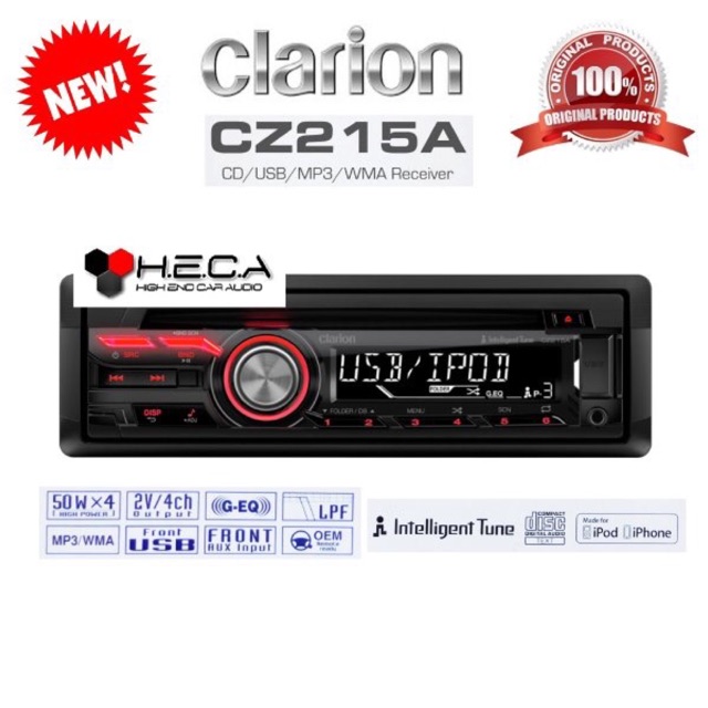 Clarion CZ215A Tape Mobil Single Din CD Receiver CZ-215A Head Unit