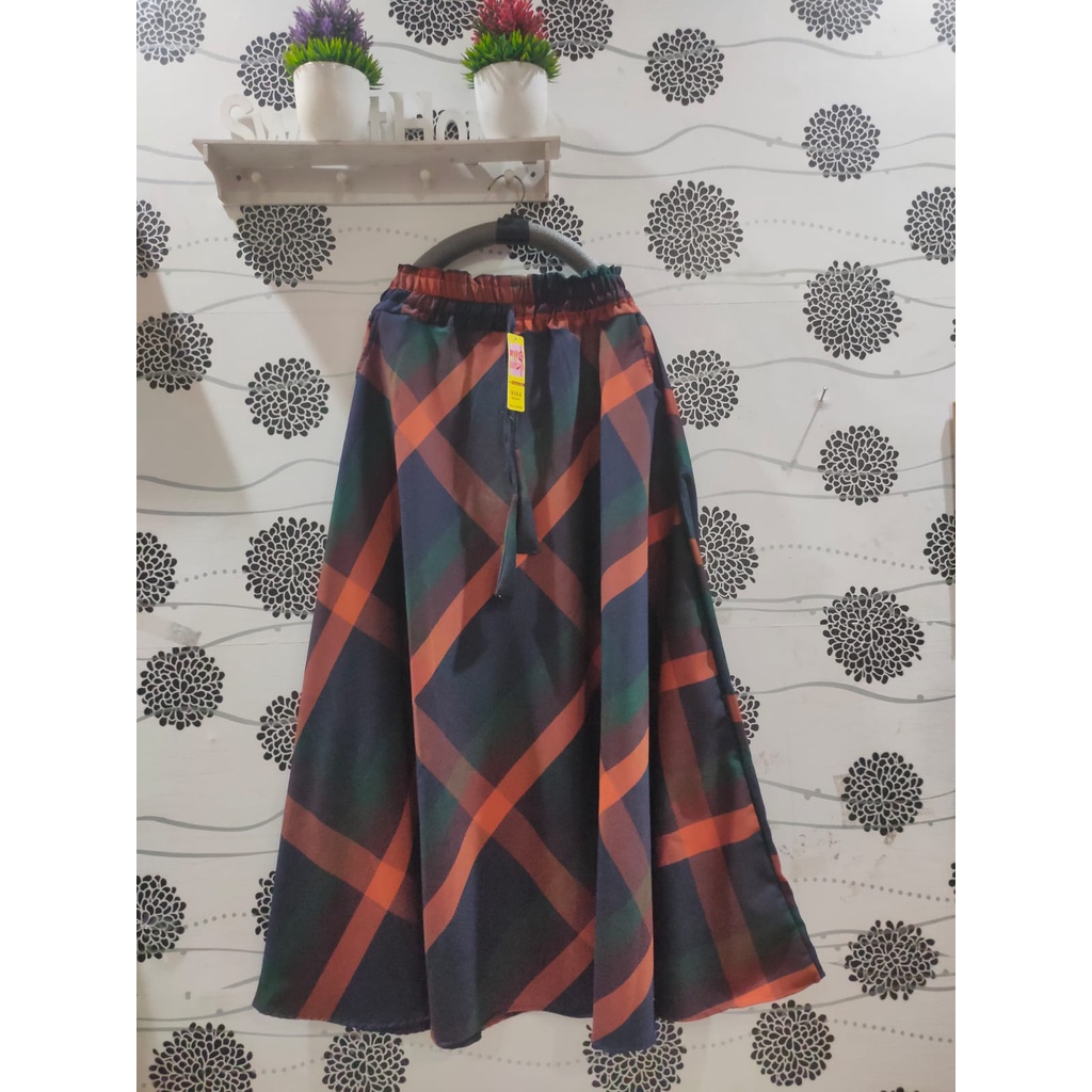 ROK FLANEL IMPORT PANJANG/ROK TARTAN/ROK KOTAK PAYUNG-W
