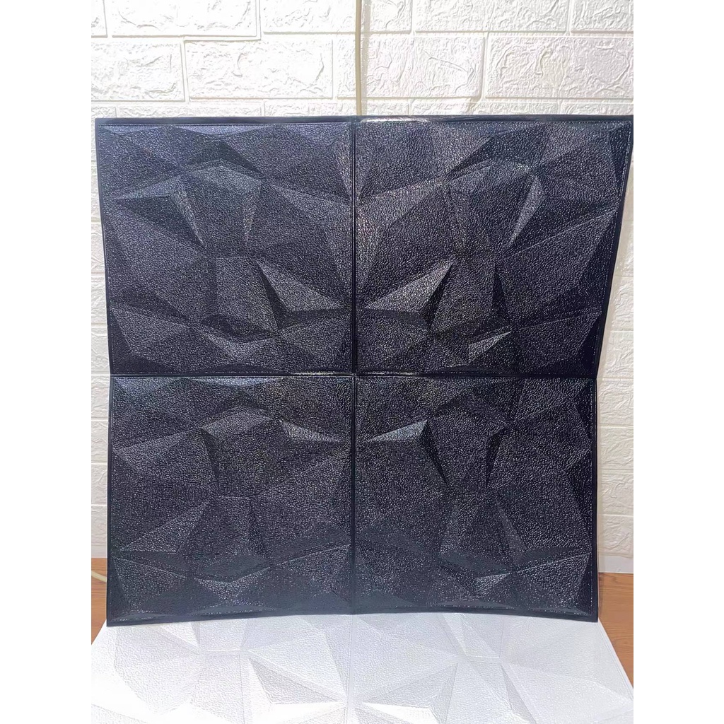 Wallfoam 3D motif Diamon ukuran 70cm x 70cmx 6&8mm-hitam