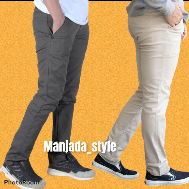 CELANA CHINO Panjang pria Slimfit KERJAHARIAN CHINOS CINO Santai Casual Formal Hitam Abu Cream Army