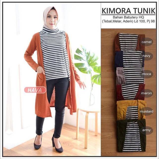 1 KG = 3 PCS || KIMORA TUNIK TURTLENECK STRIPE FASHION MURAH