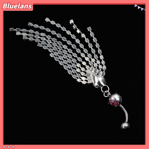 Anting Tindik Pusar Model Rumbai Aksen Berlian Imitasi