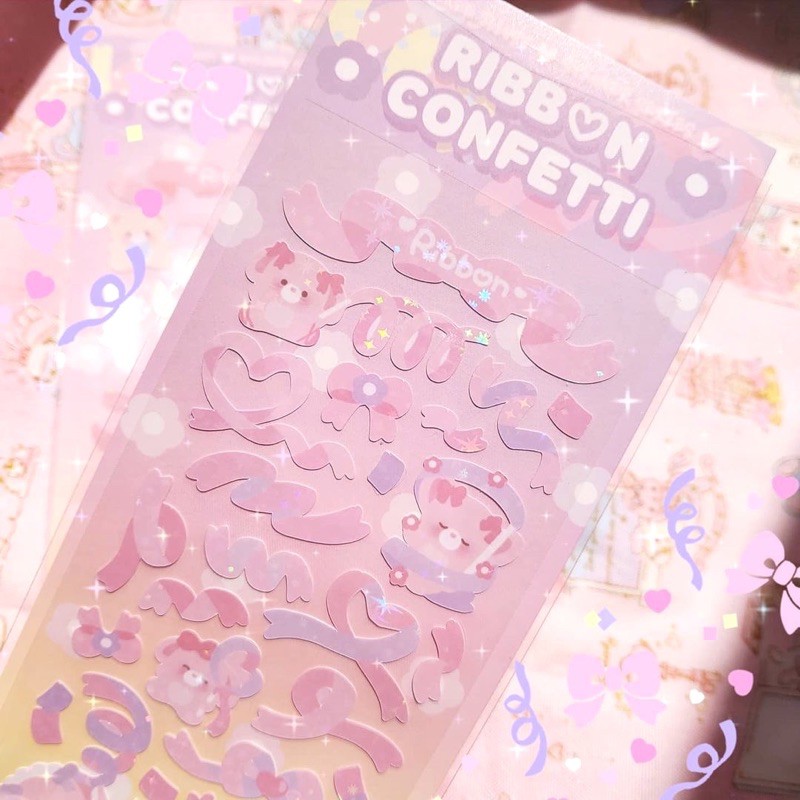 

Special Edition Ribbon Confetti Sticker ( Sticker korea Sticker aesthetic Sticker bujo journaling )
