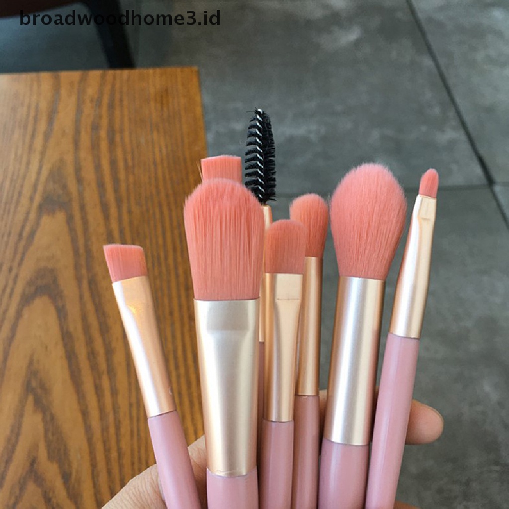 8pcs / set Brush Makeup Mini Portable Gagang Kayu Untuk Pemula