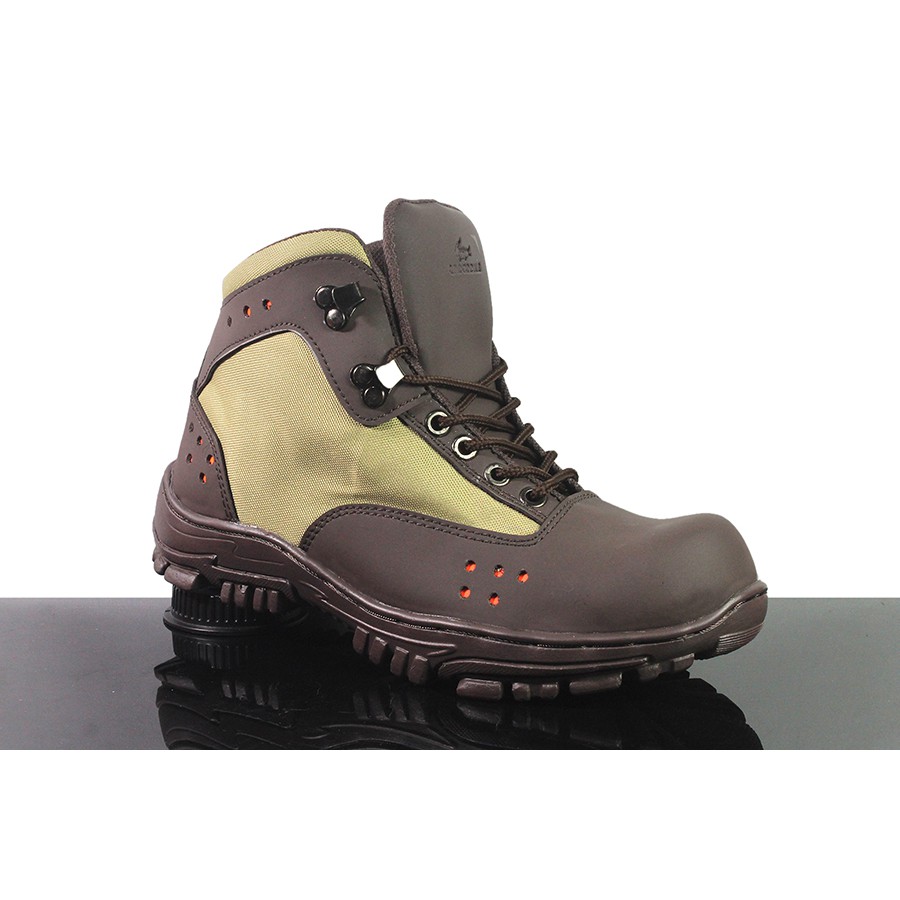 SM88 - Sepatu Safety Boots Murah Pria Crocodile Tanker PDL Coklat Bots Sefty Cowok Kerja Terlaris