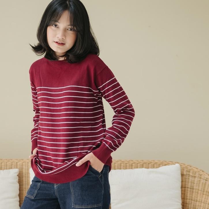 Tidak Diragukan.. Sugi Label - Gea Top Atasan Rajut Katun Adem Stripe