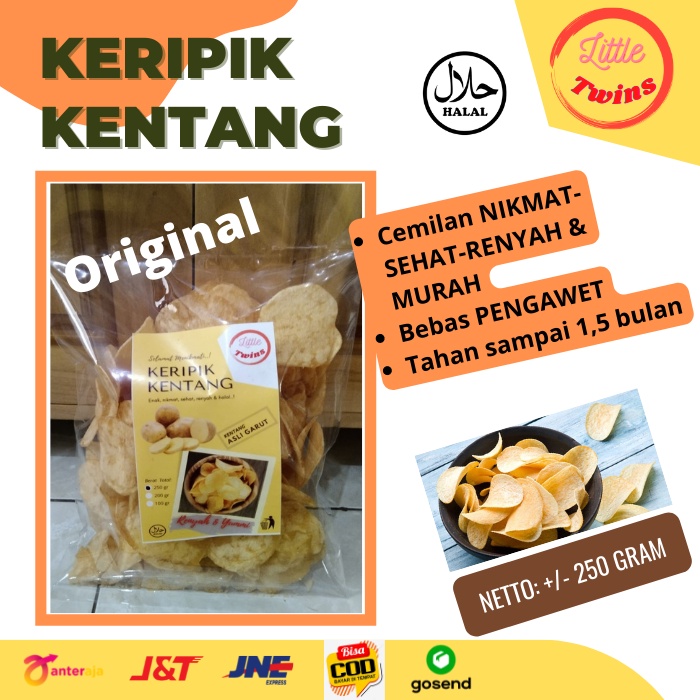 

Keripik Kentang Original Cemilan Renyah Tanpa Pengawet Murah Makanan Ringan Sehat 250 gram