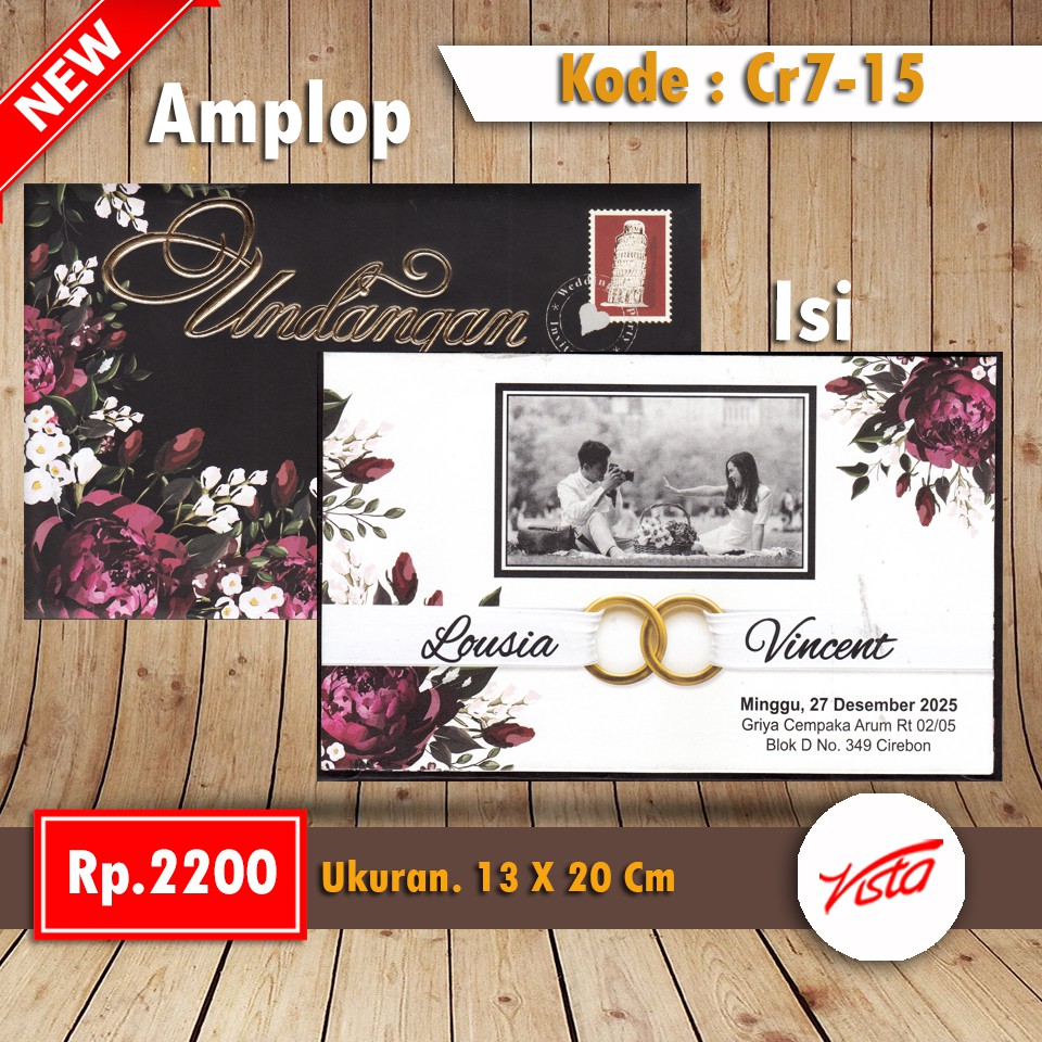 

Undangan nikah Blanko CR 15 DIY Print (amplop dan isi Hardcover )