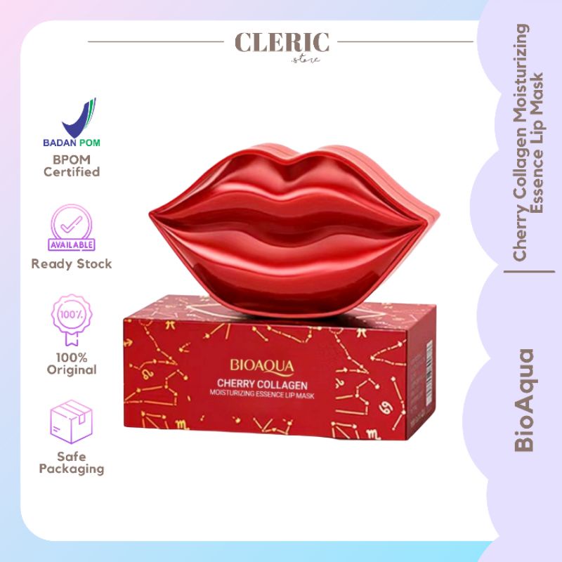 BIOAQUA CHERRY COLLAGEN MOISTURIZING ESSENCE LIP MASK MASKER PELEMBAB BIBIR