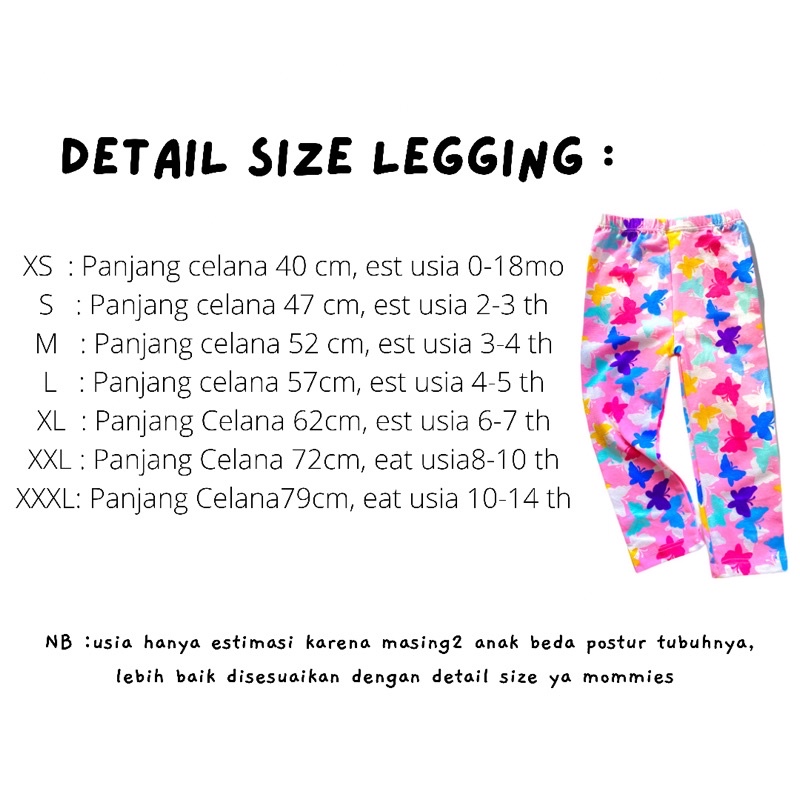 Legging Anak Perempuan Cewek Callysta Motif Butterfly Celana leging Anak Bayi Perempuan Katun Murah