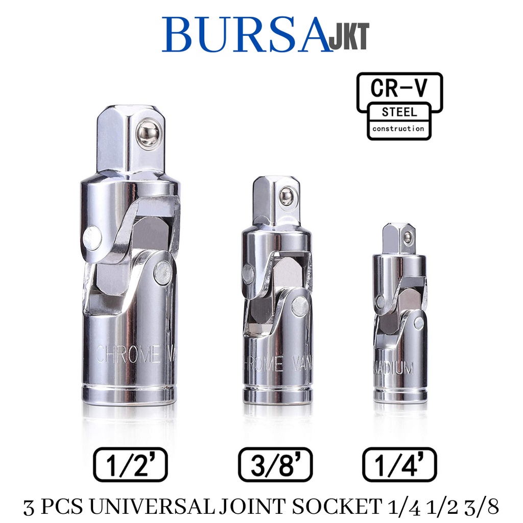 ADAPTER SAMBUNGAN FLEXIBLE JOINT SOCKET UNIVERSAL 1/4 3/8 1/2 INCH SOKET EXTENTION ADAPTER