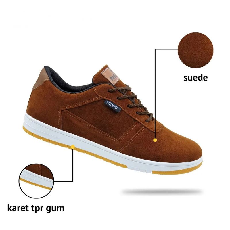SEPATU SNEAKERS KERJA SEKOLAH KULIAH COKLAT MURAH AWET ORIGINAL CASUAL SANTAI KEREN KULIT NYAMAN TAL