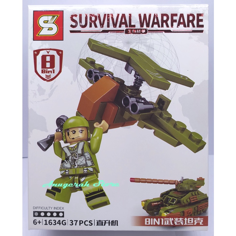 Mainan Brick  Tentara Survival Warfare 8 in 1