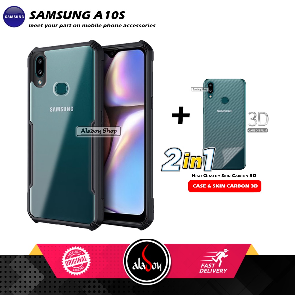 Case SAMSUNG A10S Armor Fusion Transparent Casing Free Skin Carbon 3D