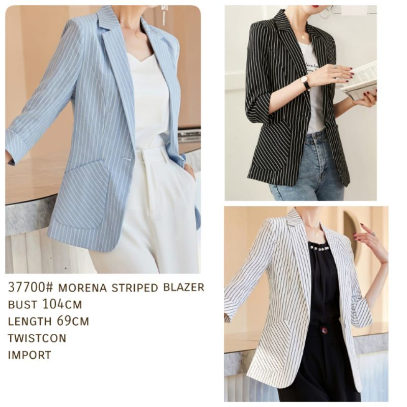 MDLV ~ 37700# Morena Striped Blazer Salur Blazer Premium Fashion Import