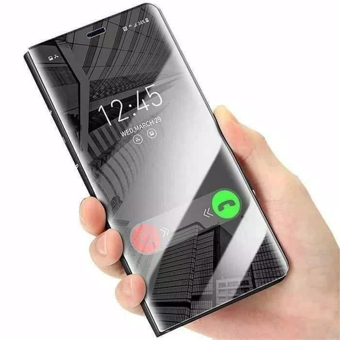 Case OPPO A76 / A96 2022 / Oppo Reno 6 4G / Reno 6 5G Reno 5 4 3 Pro 2 2F Clear View Flip Mirror Cover Wallet Standing Luxury Casing Kaca