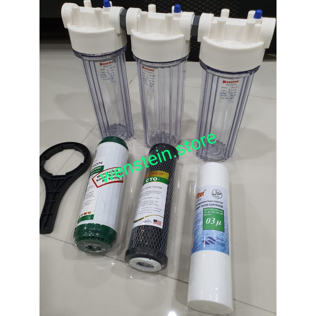 Jual Paket Housing Filter Air 10 Inch 3 Tahap (Sedimen, CTO, Manganese