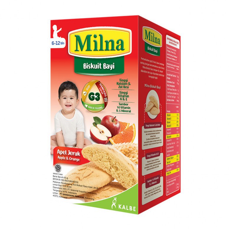 Milna Biskuit Bayi 65g 6m+ - Apel Jeruk