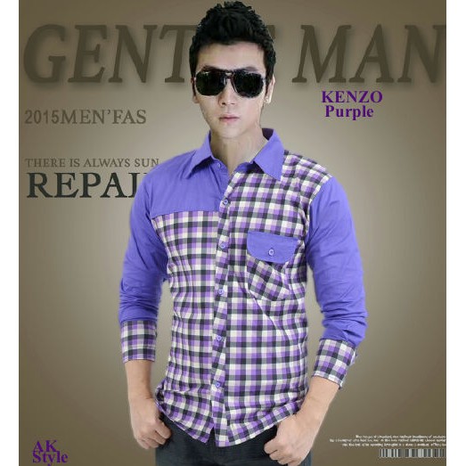 [Kenzo purple AK] kemeja pria katun