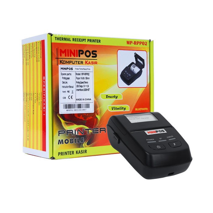 Printer Thermal Bluetooth MINIPOS MP-RPP02 58mm Memori 128KB, Baterai 2000mAh Mobile