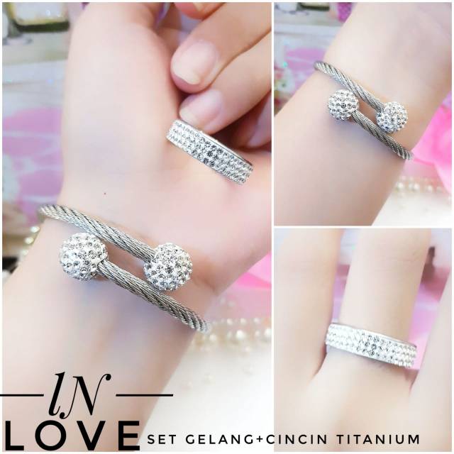 Titanium gelang dan cincin 1721j