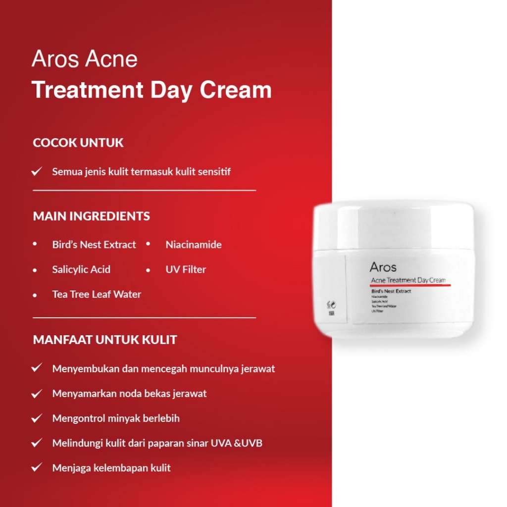 AROS Paket Acne Treatment Serum, Facial Wash, Miracle Toner, Day Cream, Night Cream - Paket Perawatan Wajah BPOM