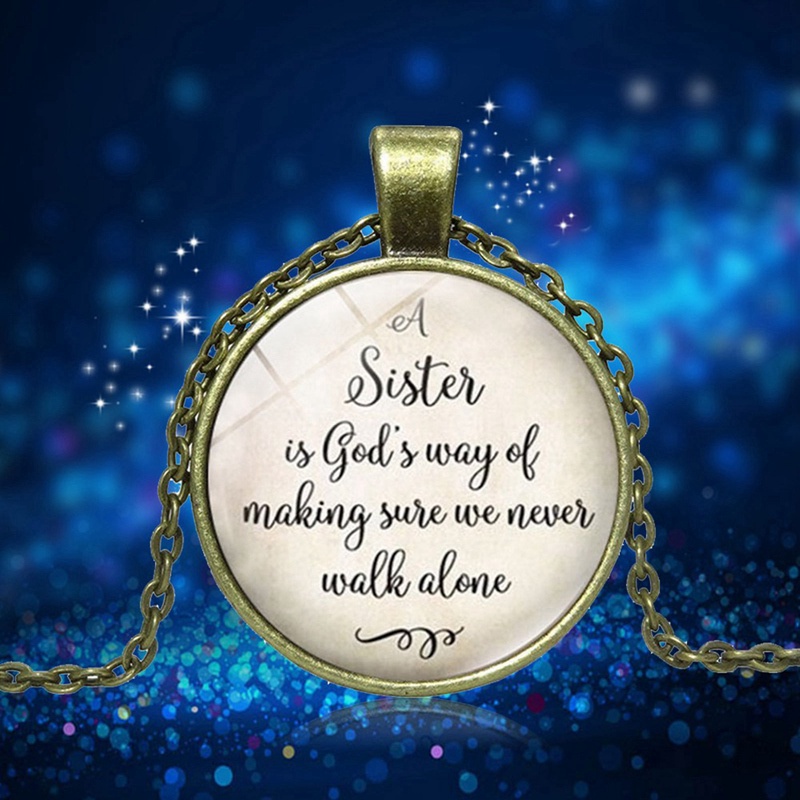 Fancyqube Kalung Tulisan Quotes A Sister Is God 's Way Of Maker We Never Walk Alone Untuk Hadiah Perhiasan